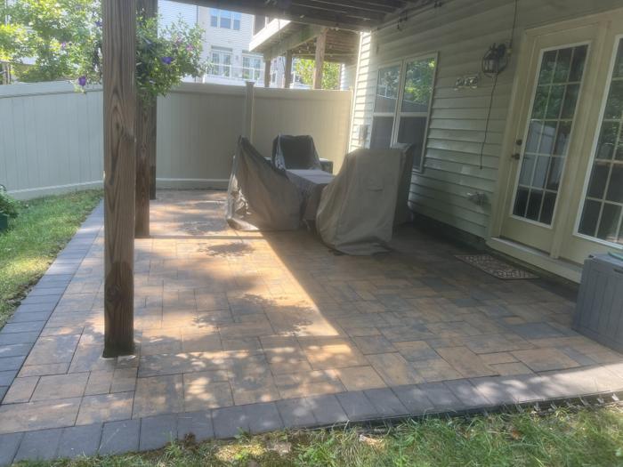 Clean paver patio after power washing